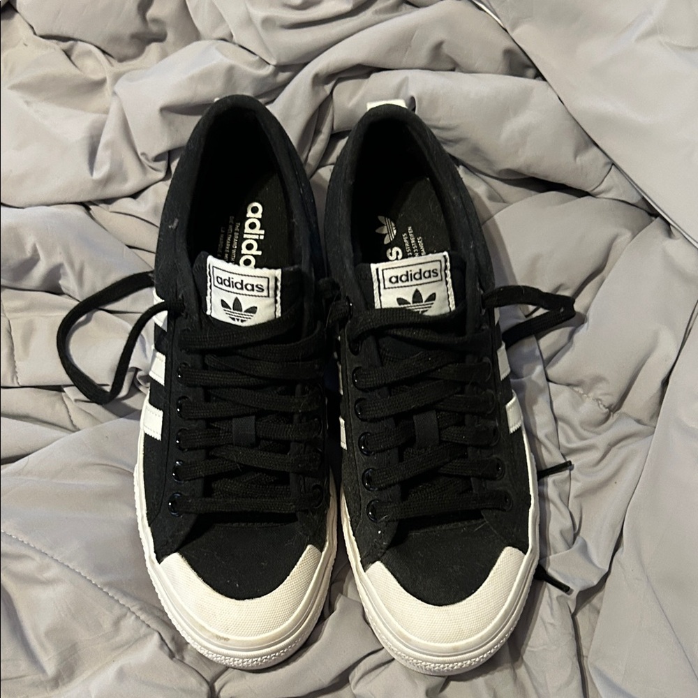 Adidas Women's Black and White Platform Sneakers